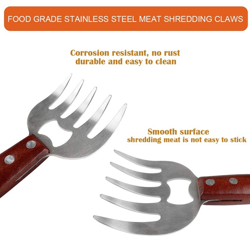 AIYUE Meat Shredding Claws Stainless Steel Pulled Pork Shredder Meat Claws for BBQ Shredding Pulling Handing Lifting & Serving Pork Turkey Chicken with Long Wood Handle (2 PCS,BPA Free) - Image 4
